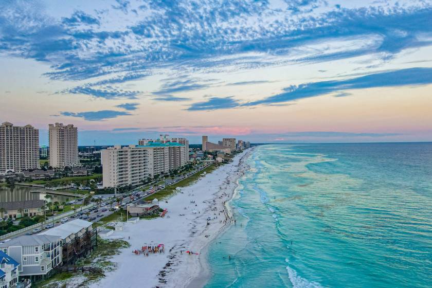 aerial view of panama city beach, florida